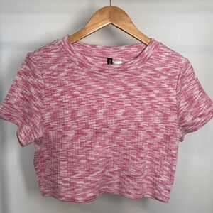 Pink and White Cropped Tee